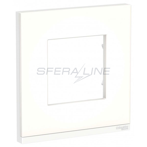 Рамка 1-постовая, горизонтальная, матовое стекло/белый, Unica New Pure, Schneider Electric